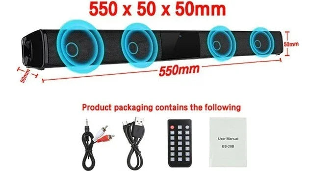 Barra de sonido súper potente, altavoz inalámbrico portátil con Bluetooth, estéreo envolvente, caja de sonido para TV en casa, Subwoofer, Radio FM, caixa de som