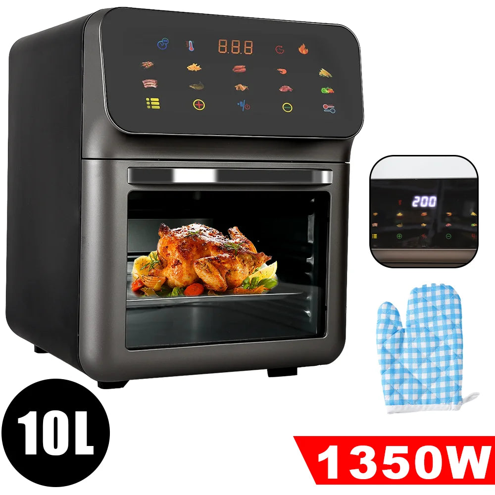 Freidoras de aire eléctricas de 4/5/6/7/10/12L, cocina doméstica automática sin aceite 360 ° Horno de convección para hornear freidora sin aceite