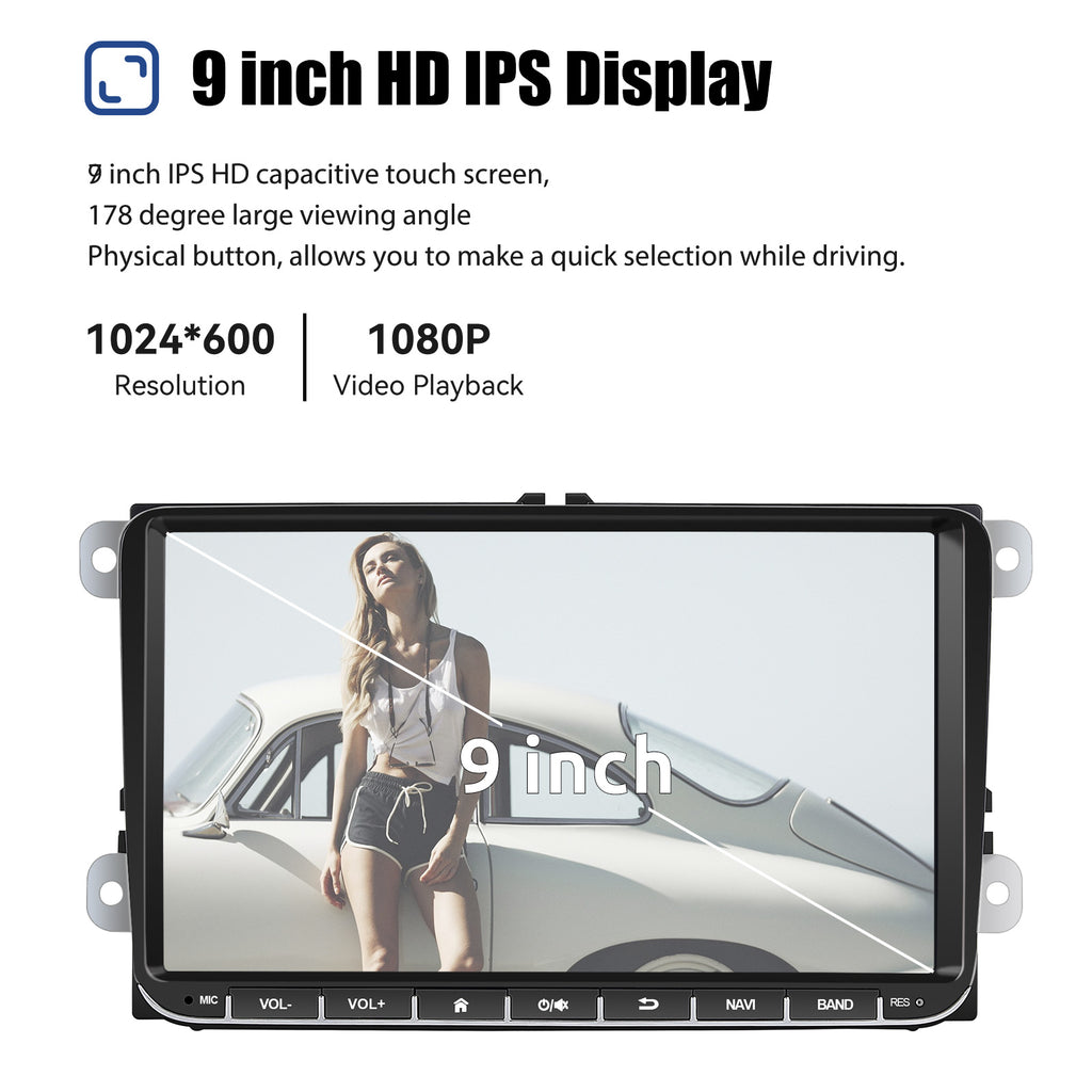 ESSGOO 9" Android 14 4G+64G Wireless Carplay Estéreo para Coche GPS NAVI WIFI RDS FM BT para VW Golf 5 6 Passat B6 B7 Polo 6R Touran Tiguan Caddy EOS Jetta T5 Seat Skoda