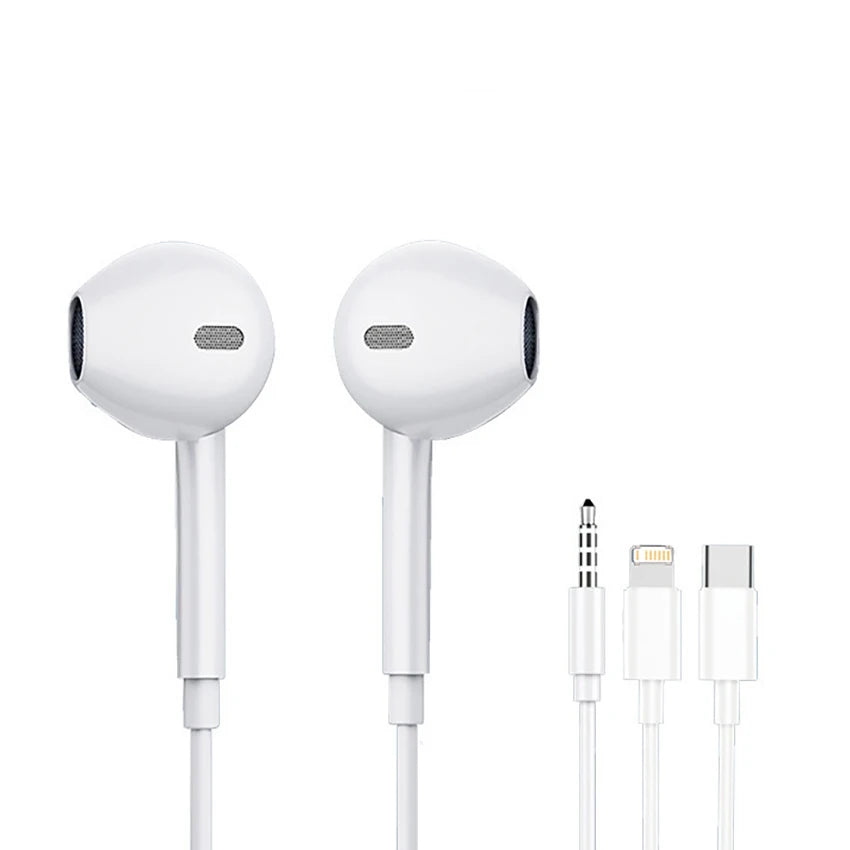 Auriculares con cable originales para iPhone 16/15/14/13/12/11 Pro Max 7/8Plus XR/XS/X iPad auriculares internos Lightning USB-C 3,5mm