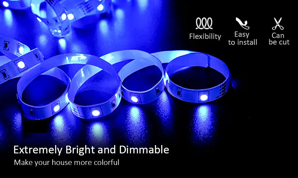 Luces de tira LED Tiras de luz inteligentes con control de aplicaciones Luces LED RGB para dormitorio, sincronización de música que cambia de color