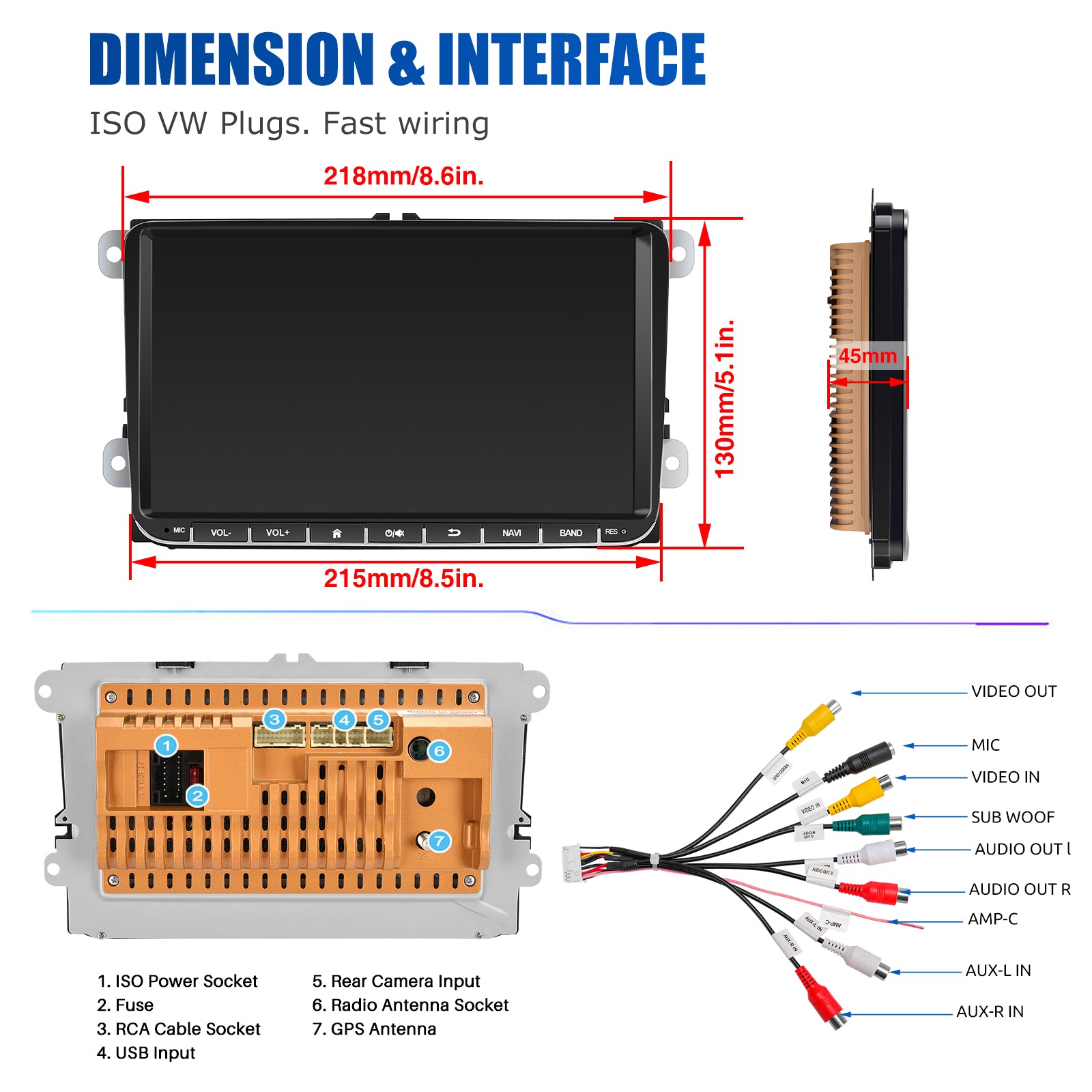 ESSGOO 9" Android 14 4G+64G Wireless Carplay Estéreo para Coche GPS NAVI WIFI RDS FM BT para VW Golf 5 6 Passat B6 B7 Polo 6R Touran Tiguan Caddy EOS Jetta T5 Seat Skoda