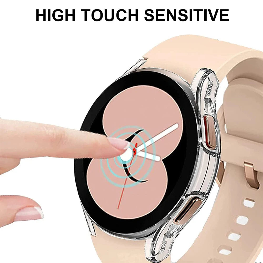 Funda de silicona de cobertura completa para Samsung Galaxy Watch 4, 5, 6, 7, 40mm, 44mm, Protector de pantalla de parachoques resistente a los arañazos a prueba de golpes