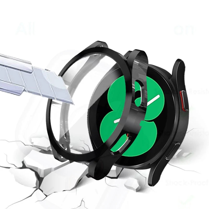 Funda de silicona de cobertura completa para Samsung Galaxy Watch 4, 5, 6, 7, 40mm, 44mm, Protector de pantalla de parachoques resistente a los arañazos a prueba de golpes
