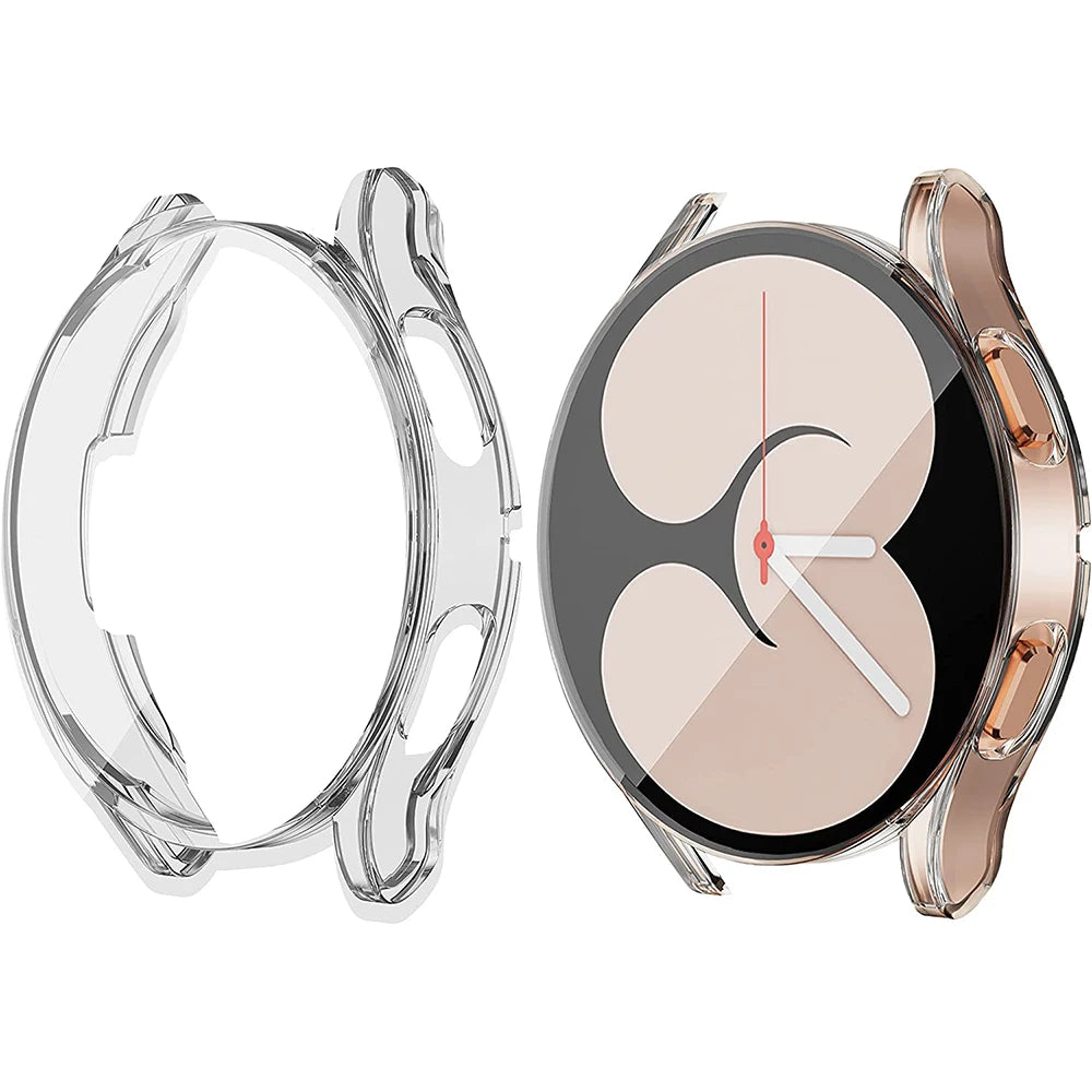 Funda de silicona de cobertura completa para Samsung Galaxy Watch 4, 5, 6, 7, 40mm, 44mm, Protector de pantalla de parachoques resistente a los arañazos a prueba de golpes