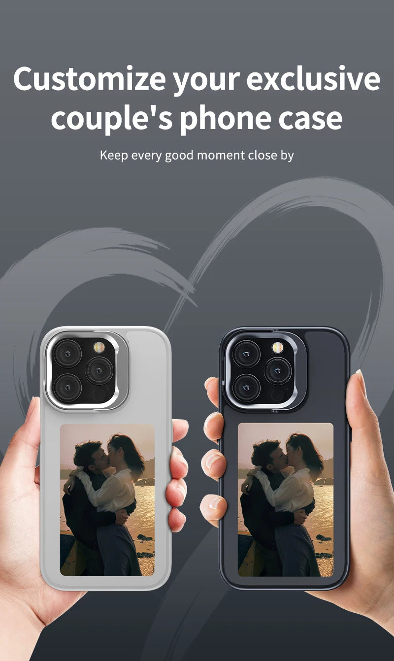 Nueva Funda Digital con pantalla de E ink de 4,0 pulgadas para iPhone 16 16e 15 14 13pro max NFC foto personalizada Funda trasera móvil con soporte