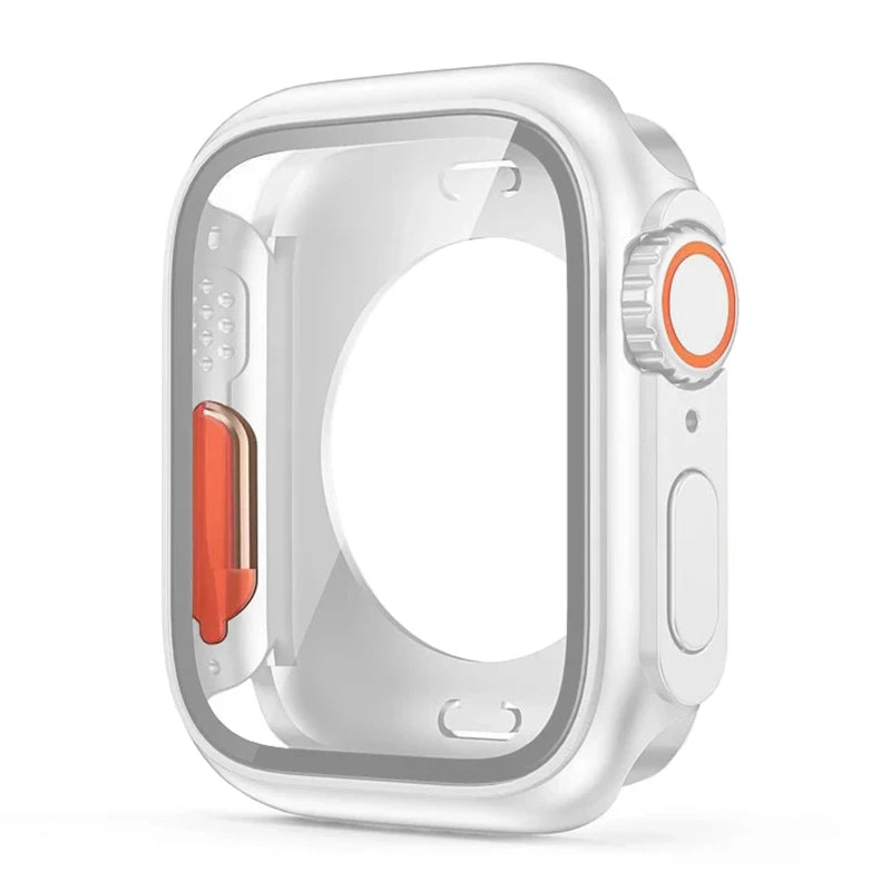 Funda protectora de pantalla para Apple Watch 45mm 44mm 40mm 41mm funda dura de parachoques trasero delantero de PC iwatch 9 8 7 SE 6 5 4 cambio a Ultra