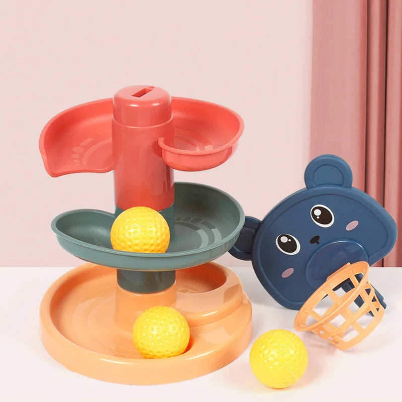 Juguete educativo Montessori para bebé Torre giratoria de bolas giratoria para apilamiento regalo para recién nacido