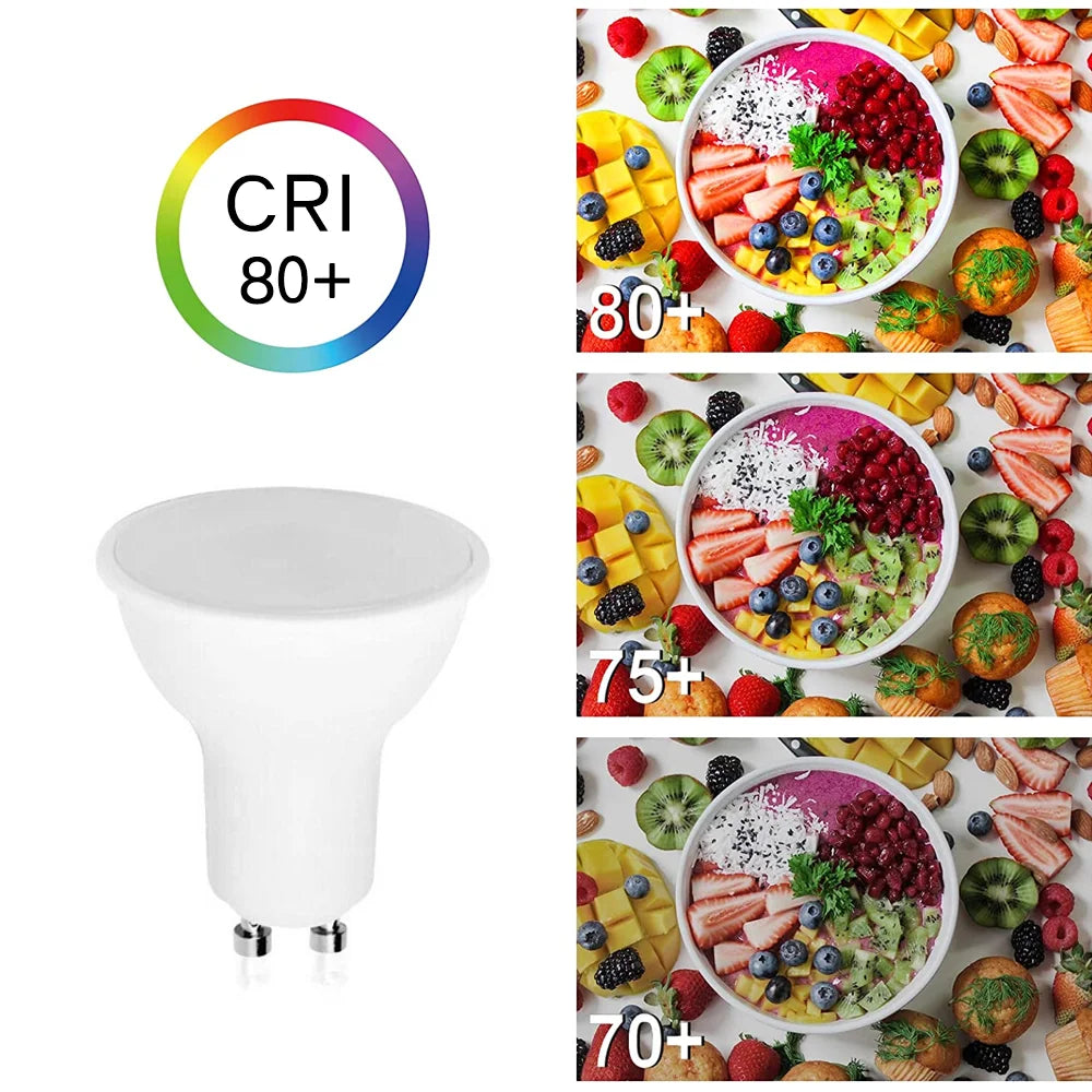 10 Uds bombilla de foco LED GU10 220V 5W/7W alto Lumen 3000K/4000K/6500K lámpara de luz LED para decoración del hogar