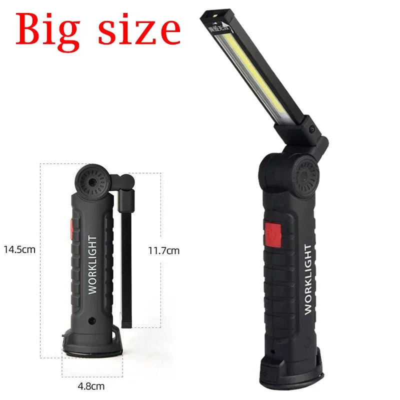 Linterna LED de trabajo plegable COB XPE, linterna de mano con batería integrada, lámpara de inspección de coche de emergencia, estroboscópica SOS roja