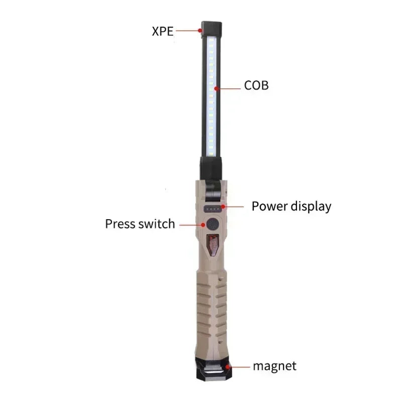 Linterna LED de trabajo plegable COB XPE, linterna de mano con batería integrada, lámpara de inspección de coche de emergencia, estroboscópica SOS roja
