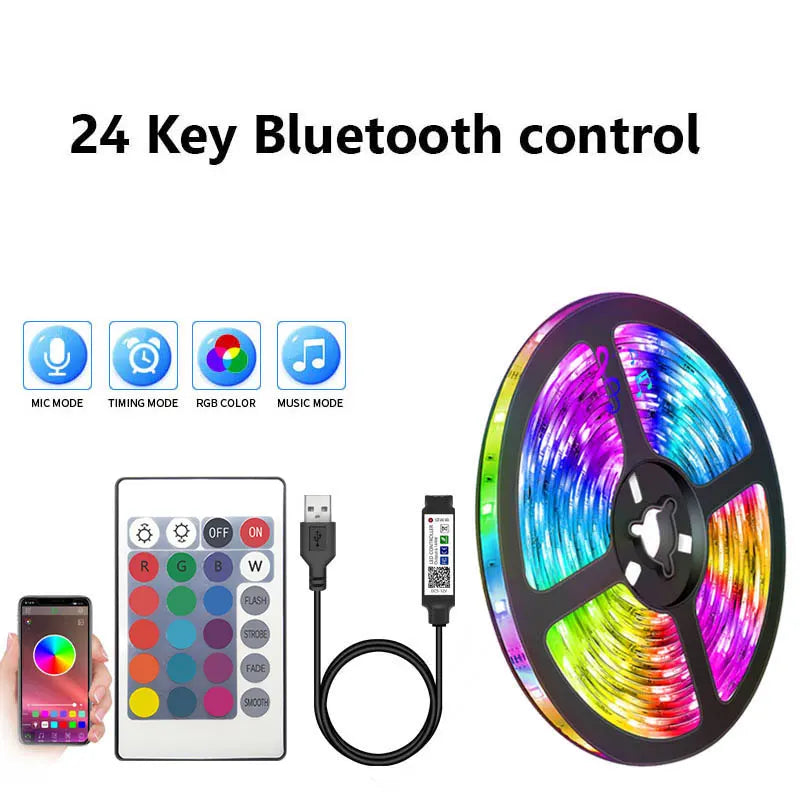 Tira de luces Led Usb 5V 5050, luz Led inteligente para pared, habitación, Bluetooth, Wifi, Alexa 15, 20 metros, cinta Rgb, retroiluminación de Tv, cinta Led, Luces