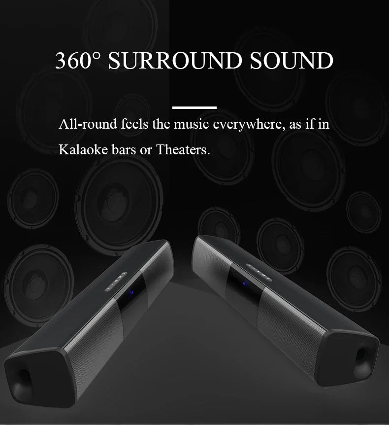 Barra de sonido súper potente, altavoz inalámbrico portátil con Bluetooth, estéreo envolvente, caja de sonido para TV en casa, Subwoofer, Radio FM, caixa de som
