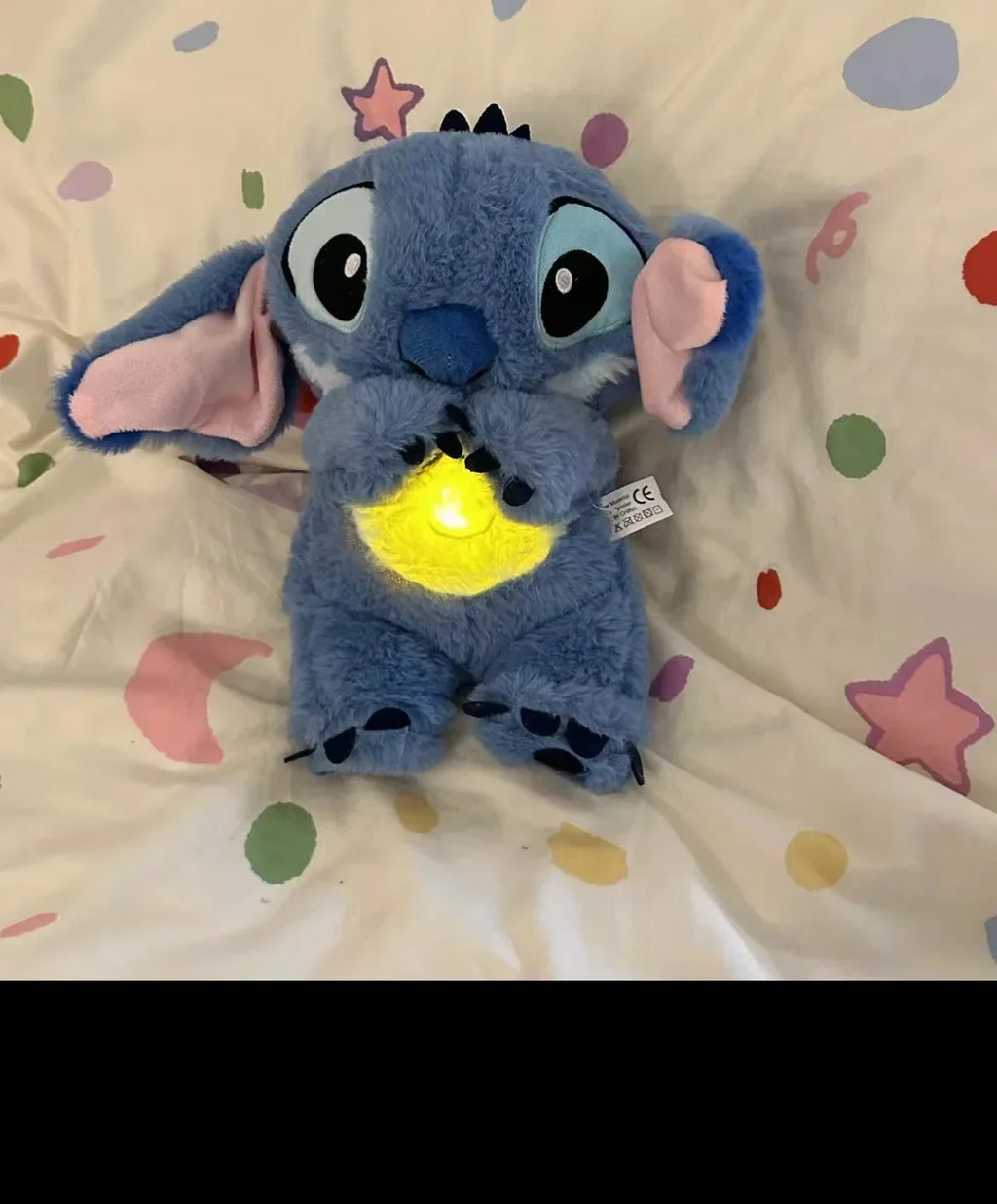 Stitch Anime muñeco de Peluche con iluminación música Airbag Kawaii apaciguar juguete bebé para calmar el sueño Peluche para niños regalo