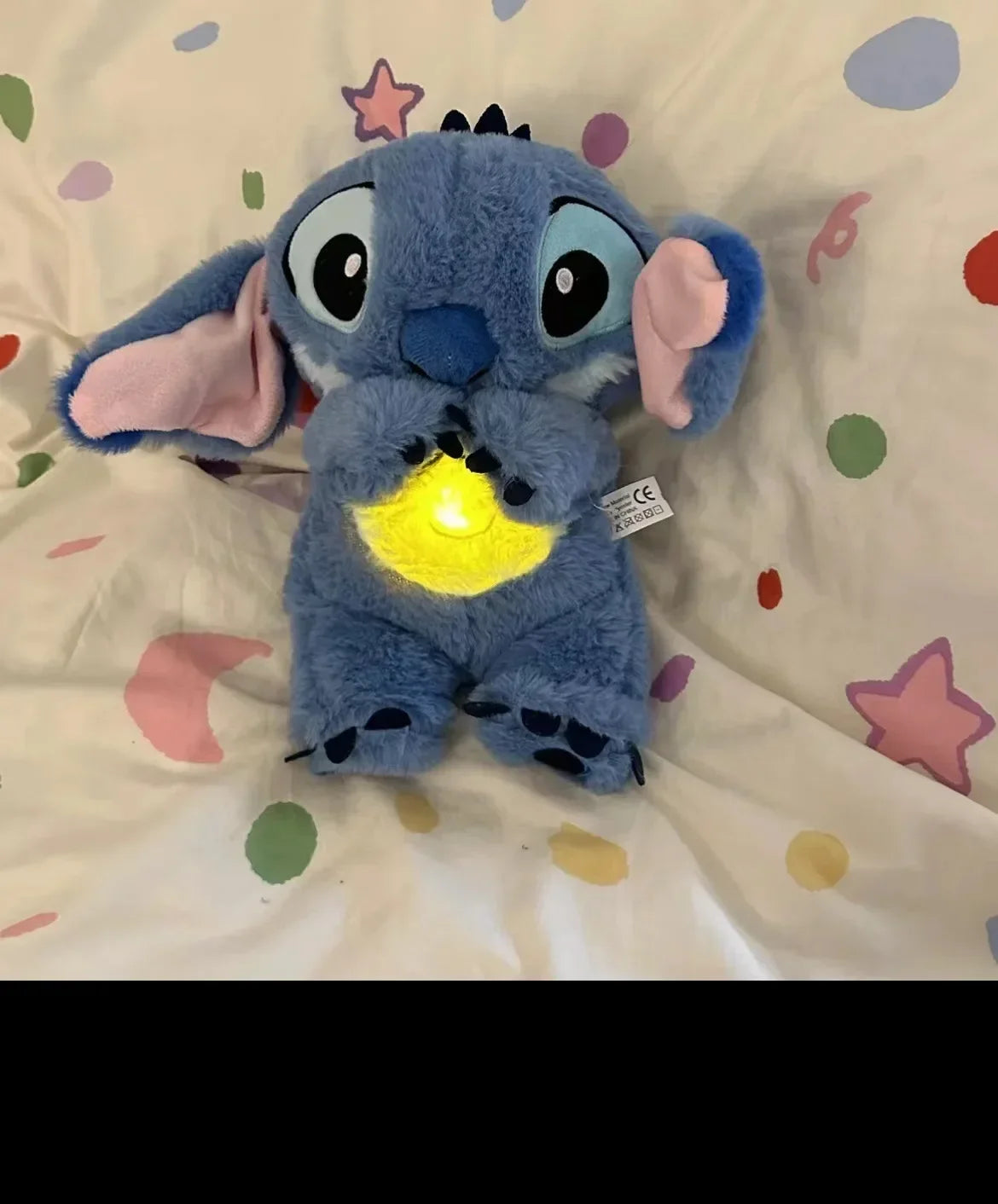 Stitch Anime muñeco de Peluche con iluminación música Airbag Kawaii apaciguar juguete bebé para calmar el sueño Peluche para niños regalo