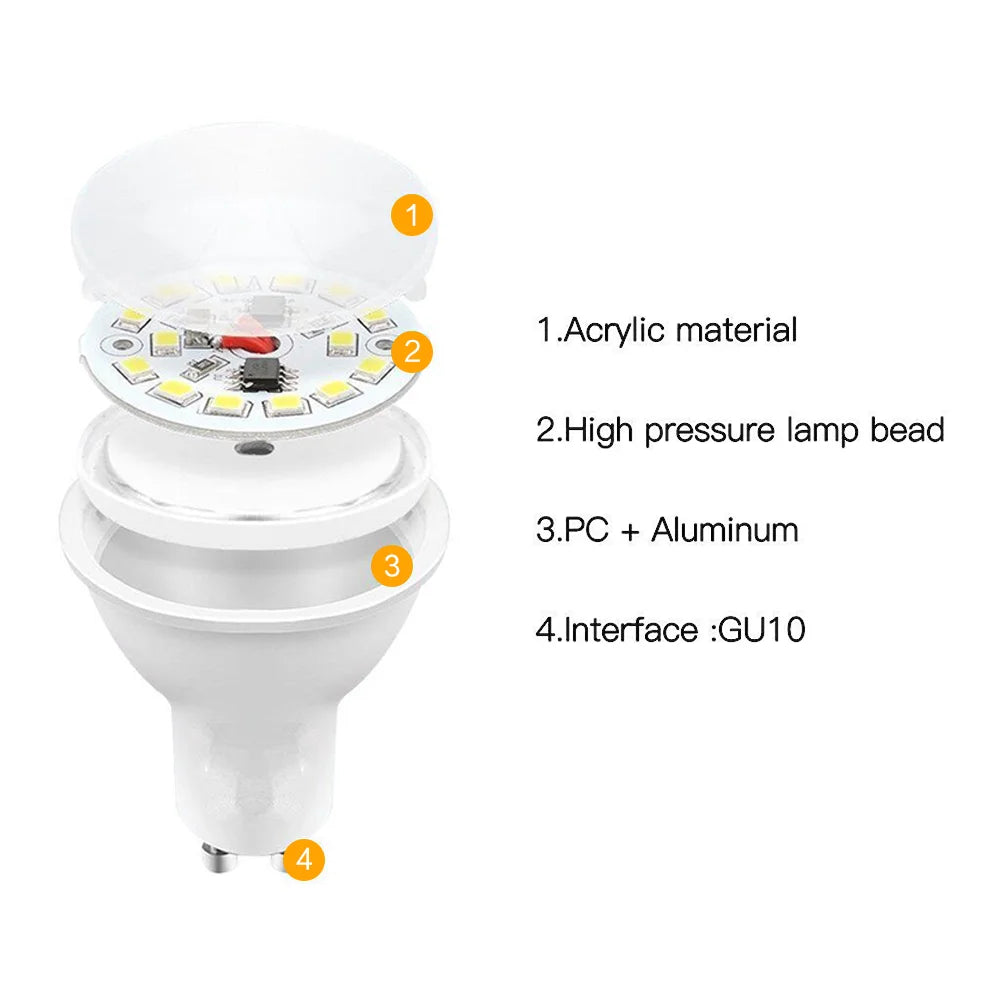 10 Uds bombilla de foco LED GU10 220V 5W/7W alto Lumen 3000K/4000K/6500K lámpara de luz LED para decoración del hogar