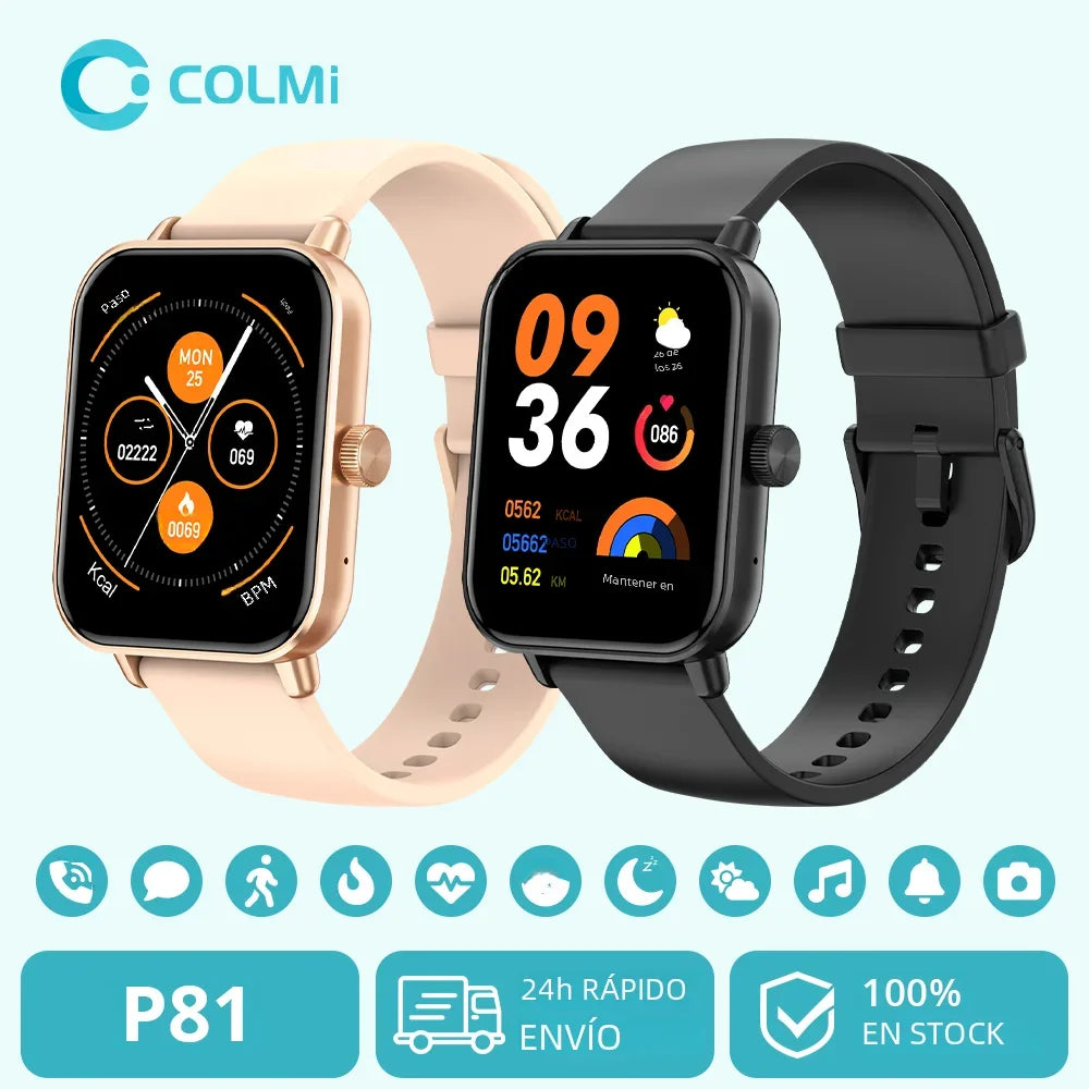 Reloj inteligente COLMI P81 con llamadas de voz, pantalla Ultra de 1,9 pulgadas, Monitor de salud 24H, más de 100 modos deportivos, reloj inteligente Bluetooth para hombres y mujeres