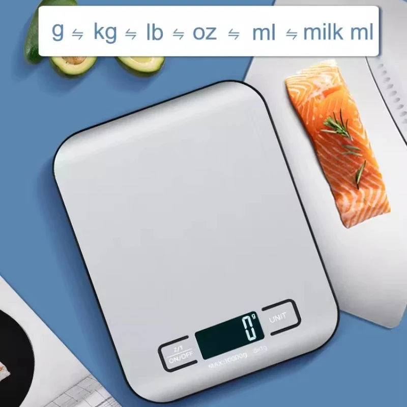 Báscula Digital de cocina con pantalla LED, Panel de acero inoxidable, balanzas electrónicas, joyería para el hogar, aperitivos, pesaje de alimentos, herramientas para hornear, 5kg/1g