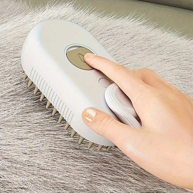 Cepillo de masaje en aerosol para perros y gatos, pulverizador de vapor de un botón, cepillo de depilación flotante giratorio plegable para baño, peine