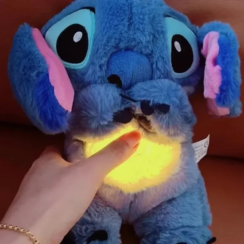 Stitch Anime muñeco de Peluche con iluminación música Airbag Kawaii apaciguar juguete bebé para calmar el sueño Peluche para niños regalo
