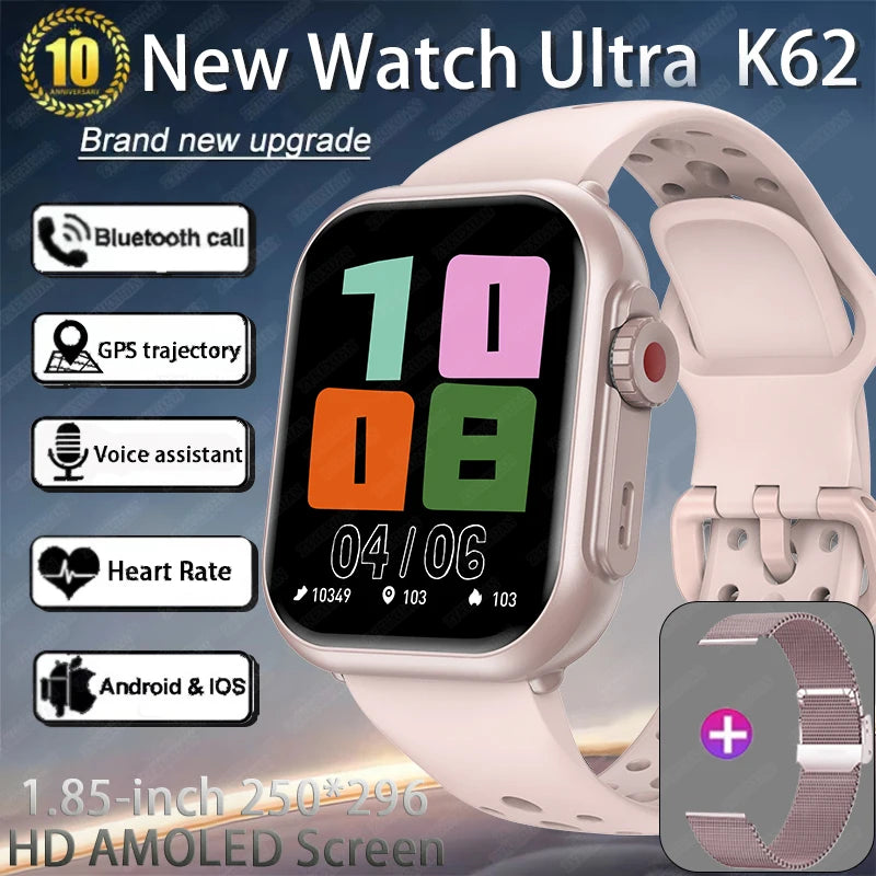 Reloj Inteligente Ultra 2 1000 mAh reloj inteligente hombres mujeres 1,85 pulgadas HD pantalla completamente táctil IP68 impermeable Bluetooth llamada Smartwatch