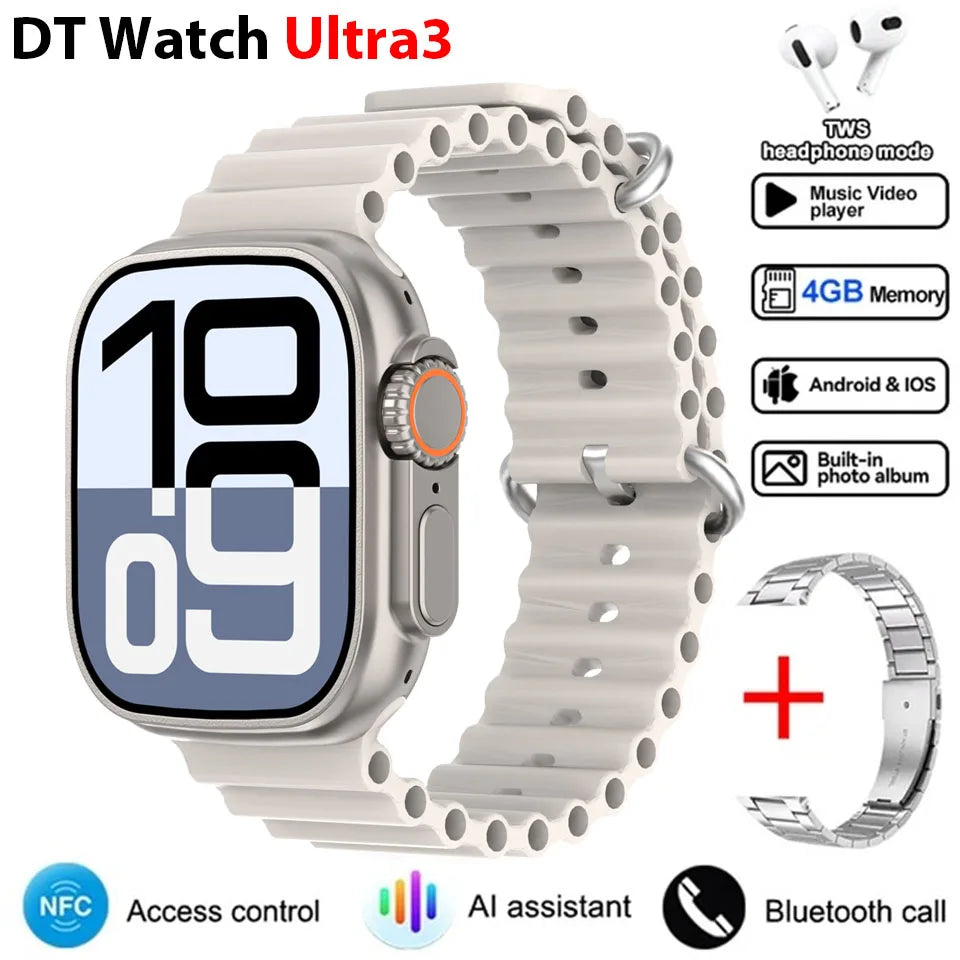DT Ultra 3 Smartwatch pantalla Amoled 4GB reproductor MP3 MP4 Bluetooth red compartido aplicación tienda ChatGPT reloj inteligente AI hombre Sportwatch