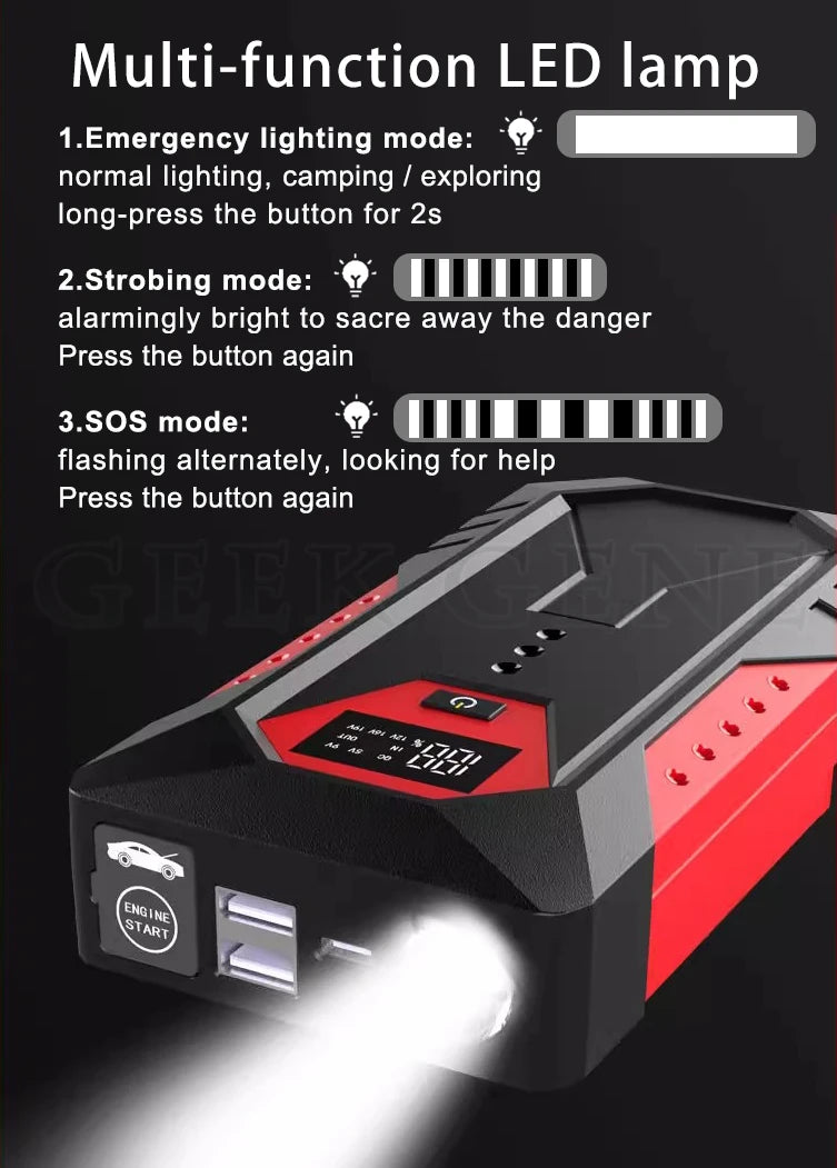 GKFLY 800A 1200A 2000A arrancador de batería de coche banco de energía grande refuerzo de batería de coche 12V dispositivo de arranque de coche para gasolina 6.0L diésel 4.0L