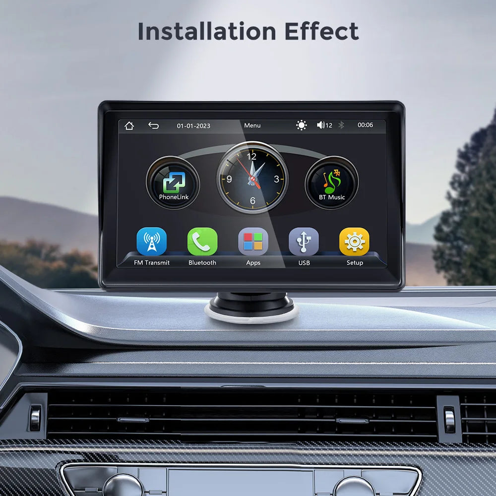Reproductor Multimedia estéreo portátil para coche, Radio inalámbrica con Android, 7 pulgadas, transmisor FM, BT, WiFi, AUX, pantalla USB
