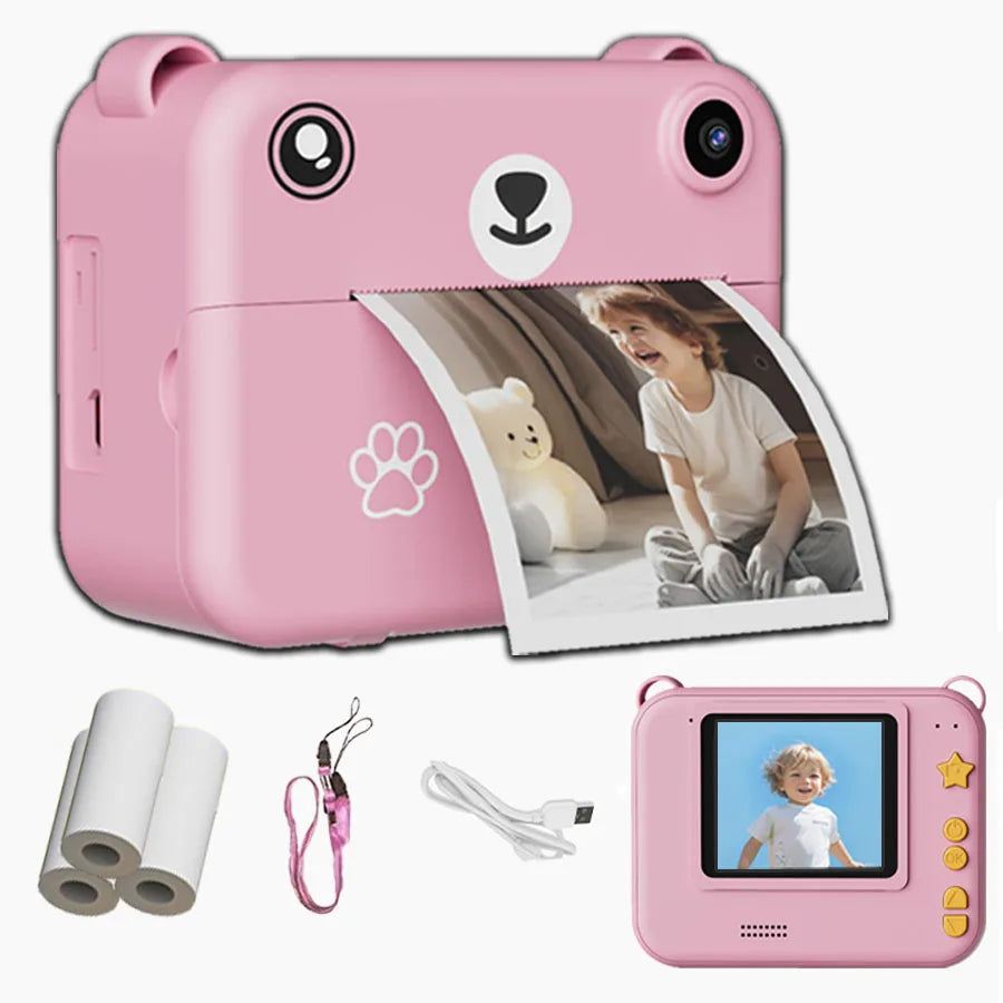 Appareil photo numérique pour enfants, impression instantanée, enregistreur vidéo HD 1080p, mini imprimante thermique, cadeaux d'anniversaire éducatifs