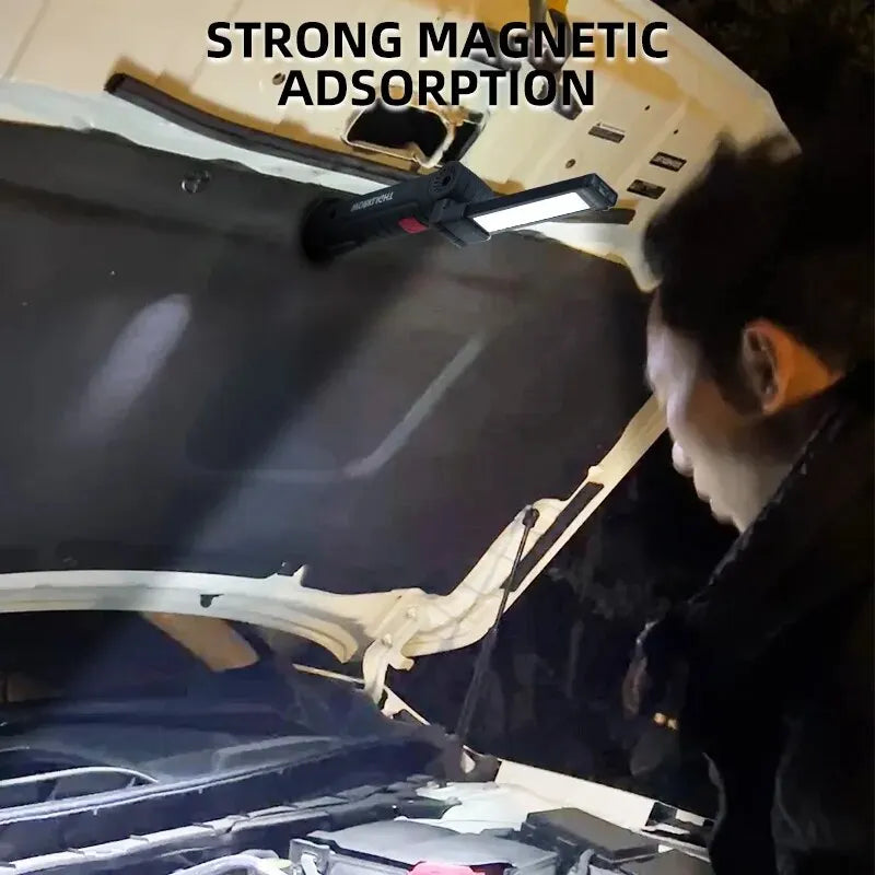 Linterna LED recargable por USB para acampar, luz de trabajo con imán y gancho, modo de iluminación impermeable, adecuada para trabajo nocturno