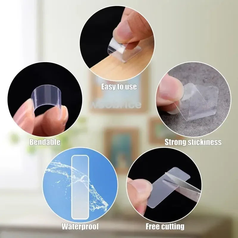 Cinta adhesiva de doble cara Nano reutilizable pegatinas de pared transparentes súper fuertes impermeable pegatina de montaje en pared ampliamente utilizada