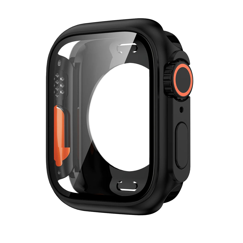 Funda protectora de pantalla para Apple Watch 45mm 44mm 40mm 41mm funda dura de parachoques trasero delantero de PC iwatch 9 8 7 SE 6 5 4 cambio a Ultra
