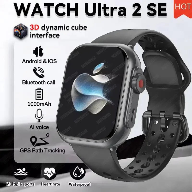 Reloj Inteligente Ultra 2 1000 mAh reloj inteligente hombres mujeres 1,85 pulgadas HD pantalla completamente táctil IP68 impermeable Bluetooth llamada Smartwatch