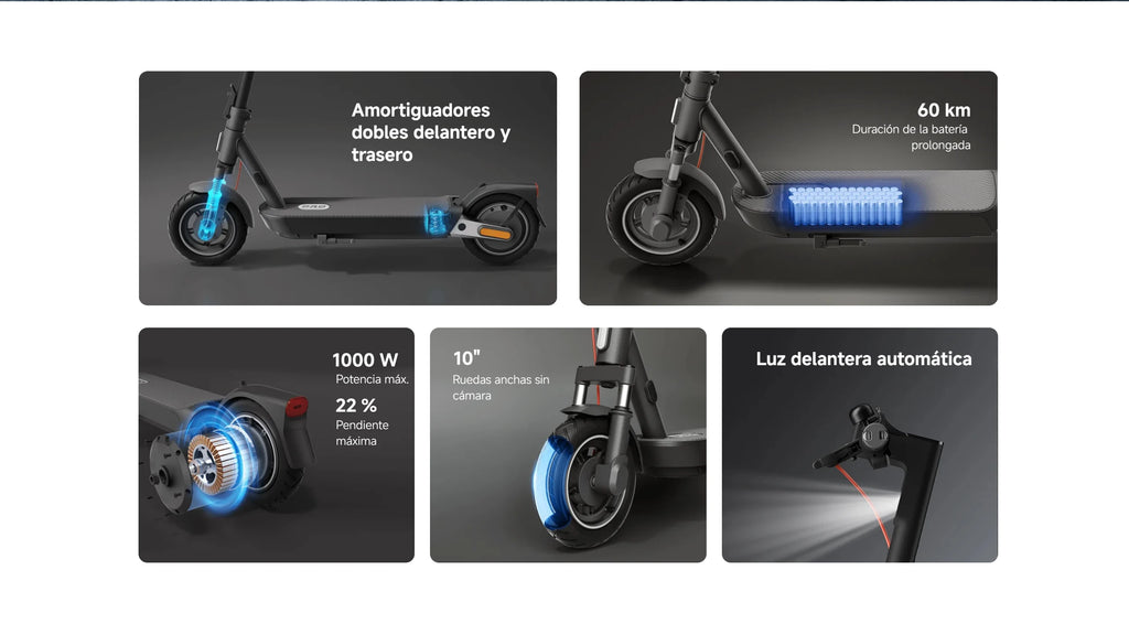 Oficial | Xiaomi Electric Scooter 5 Pro, Amortiguadores dobles delantero y trasero, Duración de la batería prolongada, Luz delantera automática