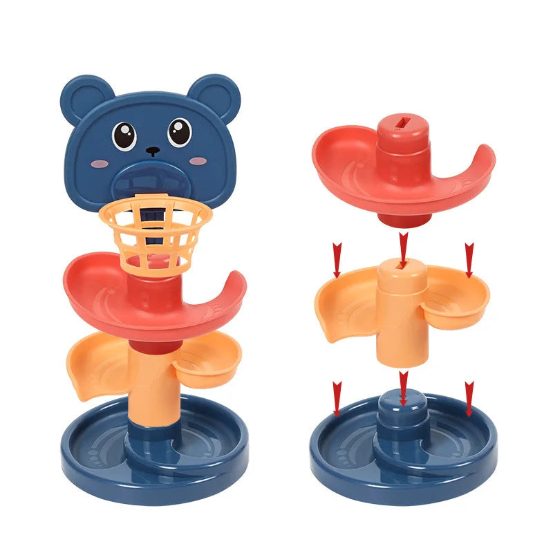 Juguete educativo Montessori para bebé Torre giratoria de bolas giratoria para apilamiento regalo para recién nacido