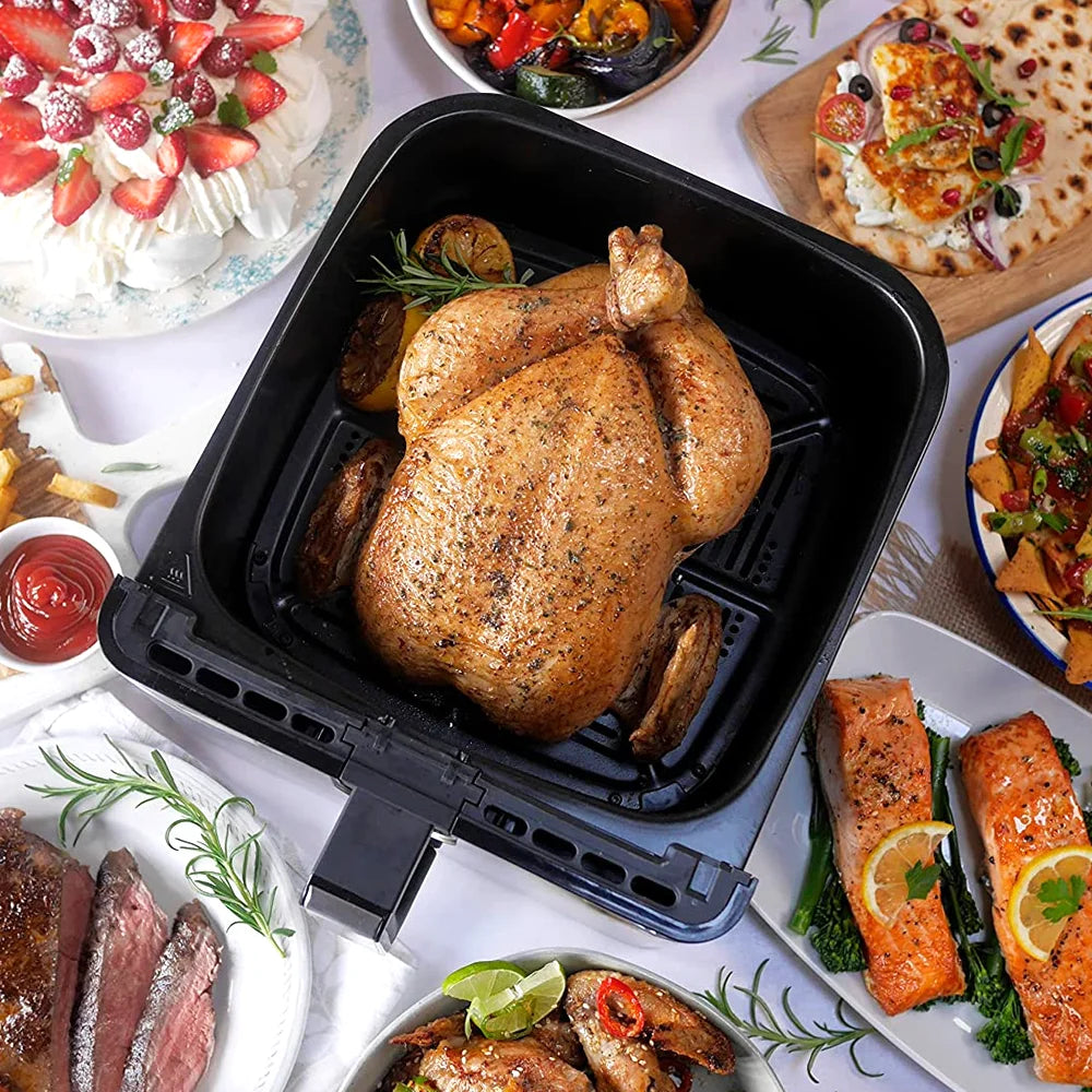 Freidoras de aire eléctricas de 4/5/6/7/10/12L, cocina doméstica automática sin aceite 360 ° Horno de convección para hornear freidora sin aceite