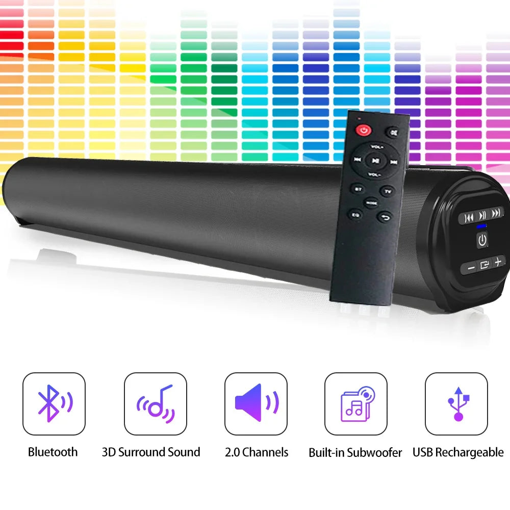 Barra de sonido súper potente, altavoz inalámbrico portátil con Bluetooth, estéreo envolvente, caja de sonido para TV en casa, Subwoofer, Radio FM, caixa de som