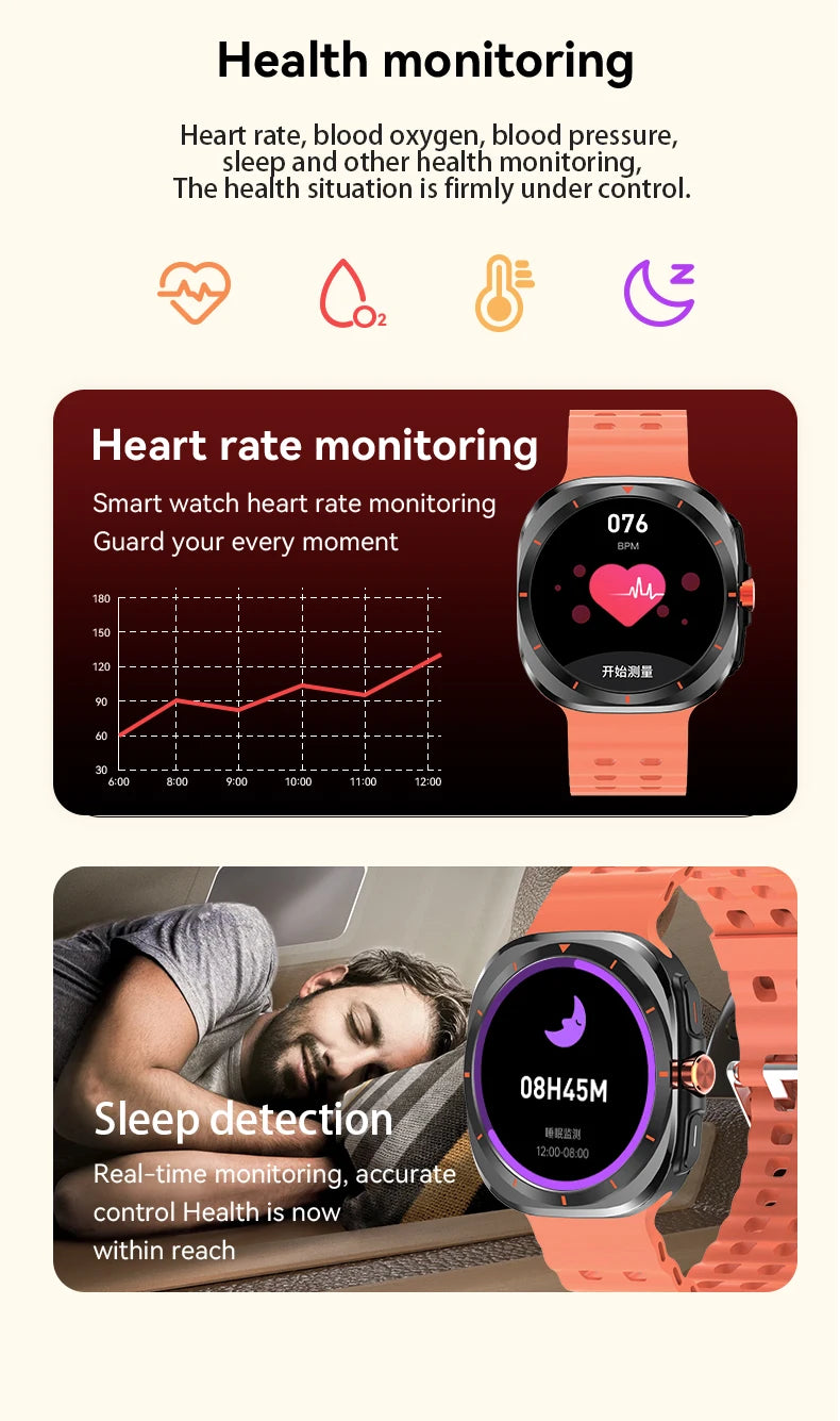 G.L Wear 2025 Nuevo reloj inteligente para hombre 1,52 pulgadas Bluetooth Talk Deportes Fitness Podómetro Mujer Reloj inteligente