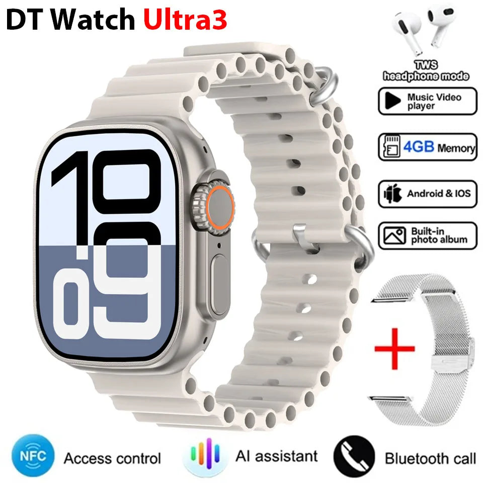 DT Ultra 3 Smartwatch pantalla Amoled 4GB reproductor MP3 MP4 Bluetooth red compartido aplicación tienda ChatGPT reloj inteligente AI hombre Sportwatch
