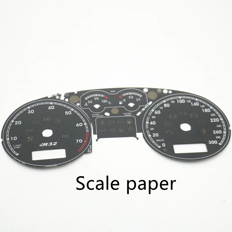 Instrumento de tablero, aguja azul, fondo blanco, escala de papel, luz LED, reequipamiento para VW Bora MK4 Golf 4 R32 Metro 300