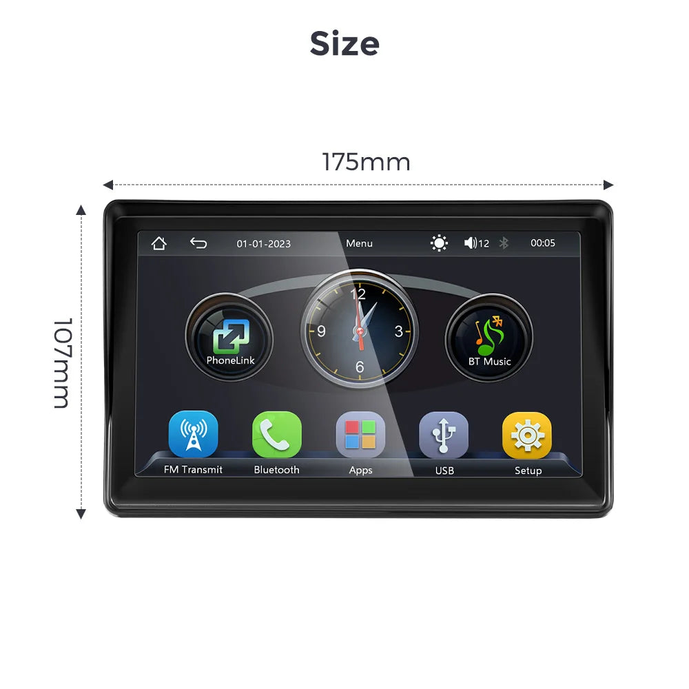 Reproductor Multimedia estéreo portátil para coche, Radio inalámbrica con Android, 7 pulgadas, transmisor FM, BT, WiFi, AUX, pantalla USB