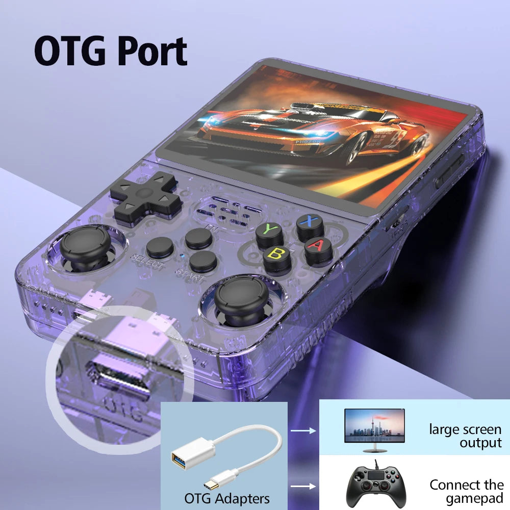 Consola de videojuegos portátil Retro R36S de 128GB, reproductor de pantalla IPS de 3,5 pulgadas, reproductor de vídeo portátil de bolsillo para niños, sistema Arkos