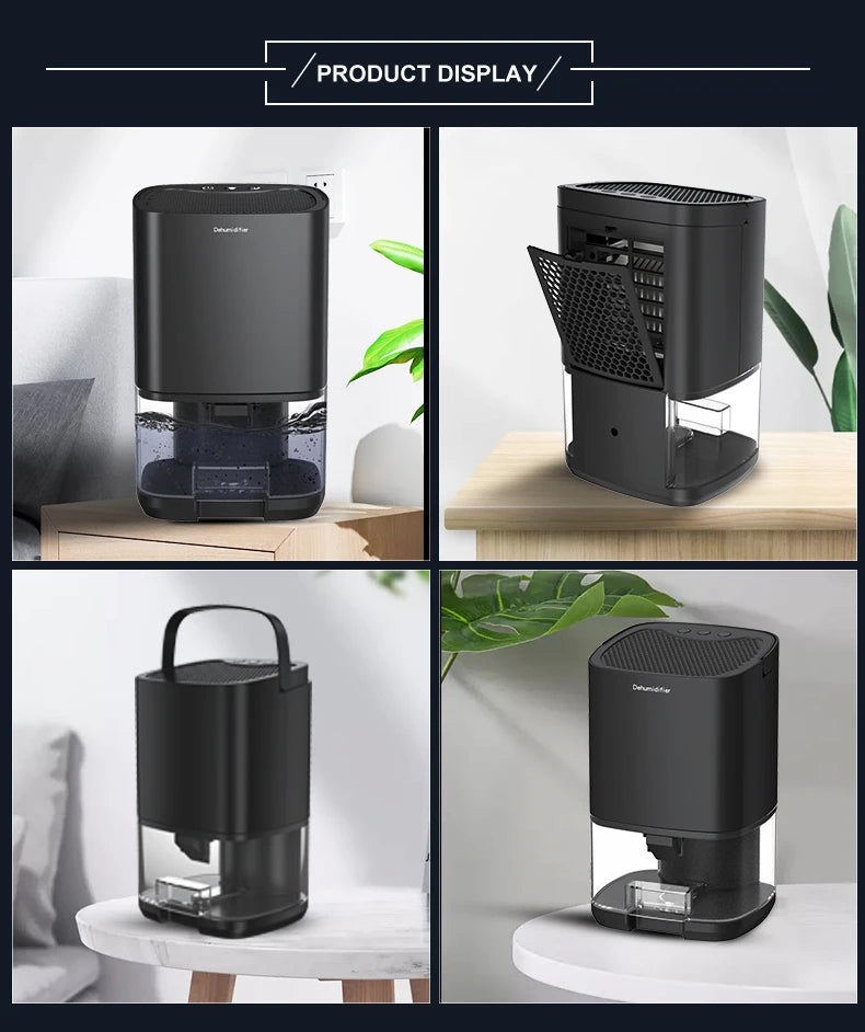 Deshumidificador de aire portátil, máquina absorbente de humedad silenciosa, secador de aire para el hogar, dormitorio, oficina, cocina, desodorante, enchufe UE/EE. UU.