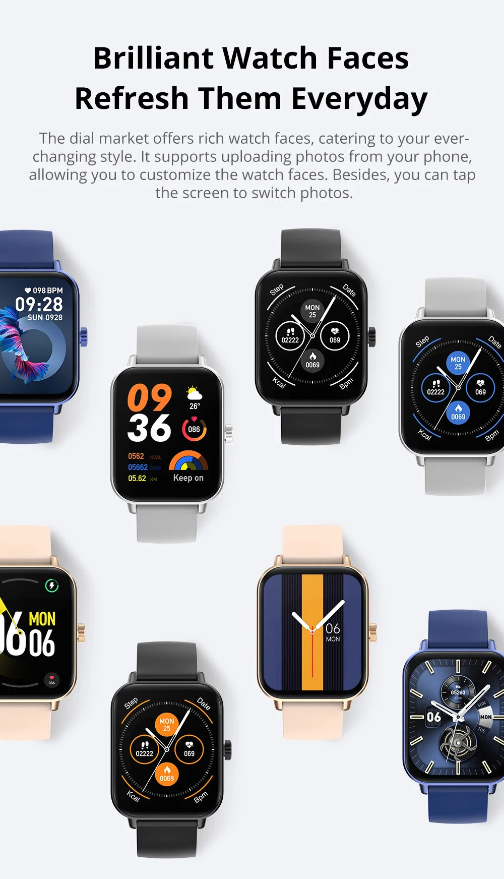 Reloj inteligente COLMI P81 con llamadas de voz, pantalla Ultra de 1,9 pulgadas, Monitor de salud 24H, más de 100 modos deportivos, reloj inteligente Bluetooth para hombres y mujeres