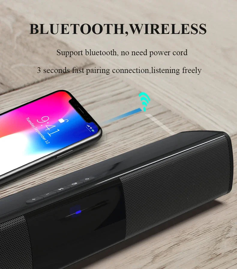 Barra de sonido súper potente, altavoz inalámbrico portátil con Bluetooth, estéreo envolvente, caja de sonido para TV en casa, Subwoofer, Radio FM, caixa de som