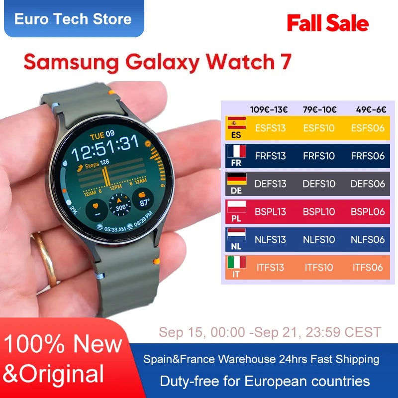 Smartwatch Samsung Galaxy Watch 7 Bluetooth 5,3 40/44mm 1,3 ''Super AMOLED pantalla Monitor de salud Samsung Wear OS GPS