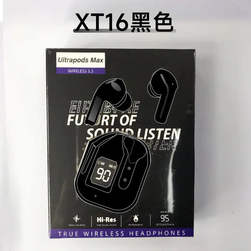 Xt16 Auriculares inalámbricos Bluetooth 5,3 Tws Auriculares deportivos intrauditivos con micrófono Pantalla digital LED para llamadas Juegos Música