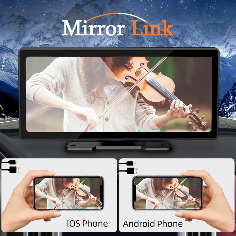 Reproductor de vídeo Multimedia con Radio para espejo de coche de 10,26 pulgadas, pantalla Universal inalámbrica Carplay Android Auto con Bluetooth AUX USB