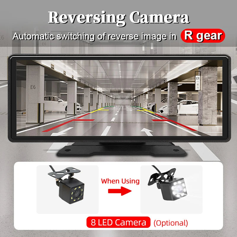 Reproductor de vídeo Multimedia con Radio para espejo de coche de 10,26 pulgadas, pantalla Universal inalámbrica Carplay Android Auto con Bluetooth AUX USB