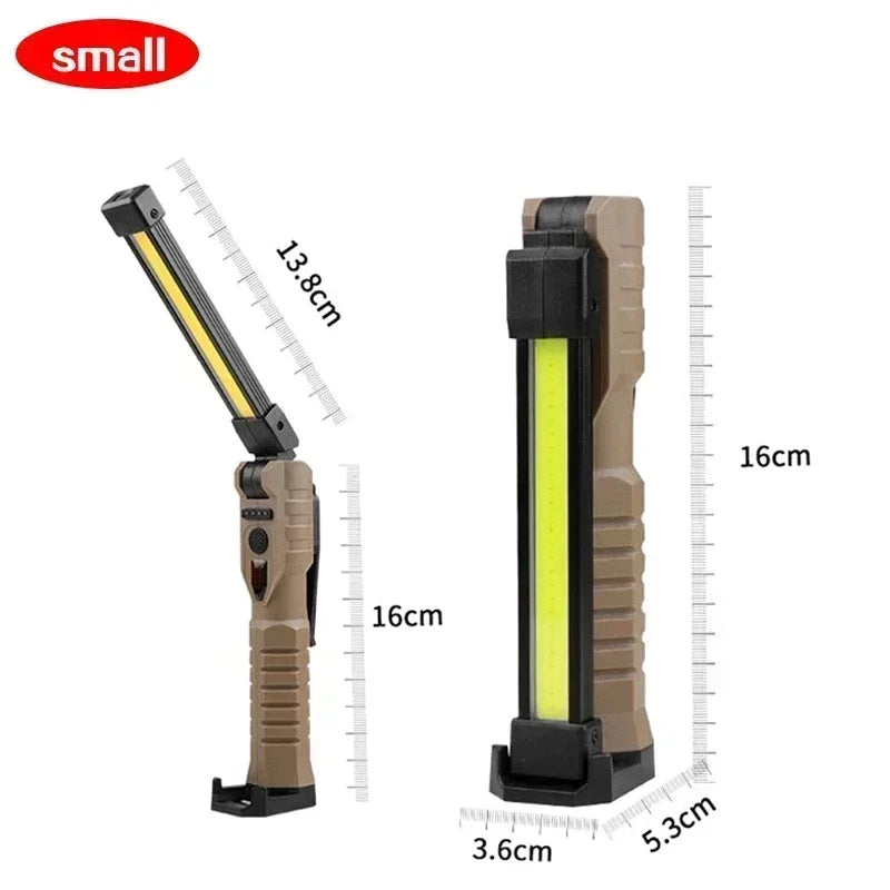 Linterna LED de trabajo plegable COB XPE, linterna de mano con batería integrada, lámpara de inspección de coche de emergencia, estroboscópica SOS roja